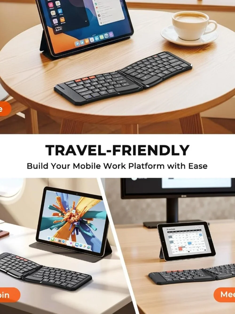 Ultra-Thin Folding Wireless Keyboards for iOS Android Windows Mac Tablet PC